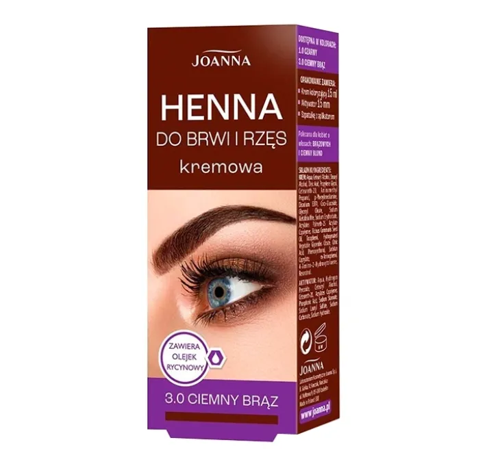 JOANNA KREMOWA HENNA DO BRWI I RZĘS 3.0 CIEMNY BRĄZ15G + 15G