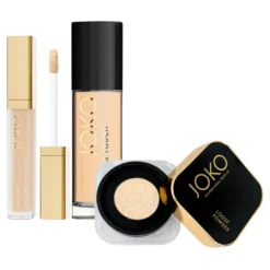 Joko zestaw do makijażu twarzy Luminous Touch rozświetlający podkład z serum 30 ml+ Lumi Soft rozświetlający korektor 6,5 ml + Loose Powder sypki puder 8,5 g