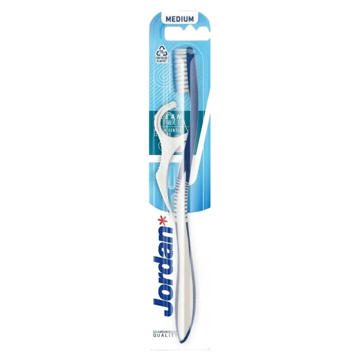 Jordan Clean Between szczoteczka do zębów Medium z nicią dentystyczną