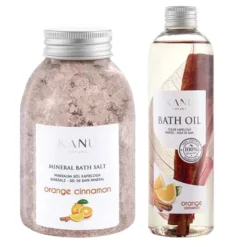Kanu Nature zestaw rozgrzewający olejek do kąpieli Pomarańcza z Cynamonem 250 ml + mineralna sól do kąpieli Pomarańcza z cynamonem 350 g