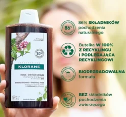 Klorane Chinina i Organiczna Szarotka szampon do włosów wypadających 400 ml