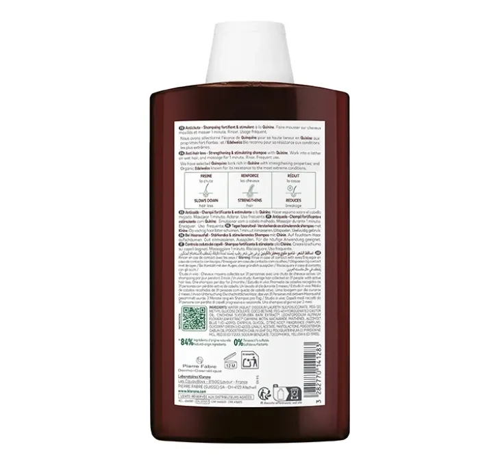 Klorane Chinina i Organiczna Szarotka szampon do włosów wypadających 400 ml