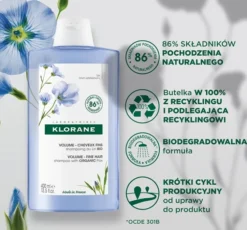 Klorane Organiczny Len szampon do włosów cienkich 400 ml