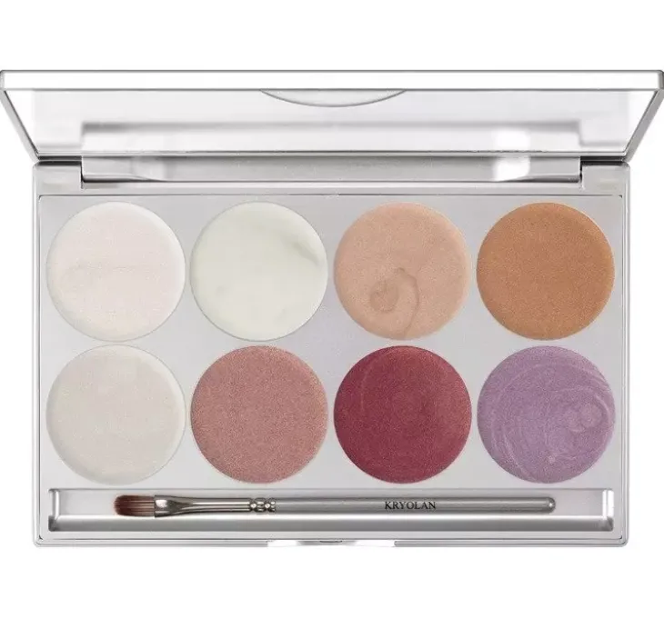 Kryolan Illusion paleta 8 rozświetlaczy do twarzy 20 g