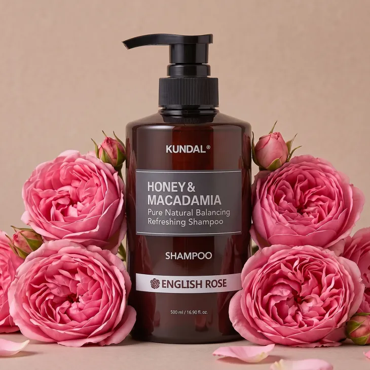 Kundal Honey & Macadamia nawilżający szampon do włosów English Rose 500 ml