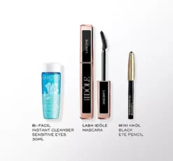 Lancôme zestaw tusz do rzęs Lash Idôle 01 Glossy Black 8 ml + kredka Kôhl 01 Noir 0,7 g + płyn do demakijażu Bi-Facil 30 ml
