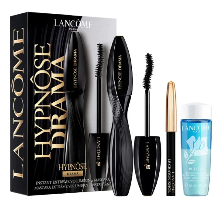 LANCOME HYPNOSE DRAMA TUSZ DO RZĘS + LE CRAYON KHOL KREDKA + BI FACIL PŁYN DO DEMAKIJAŻU