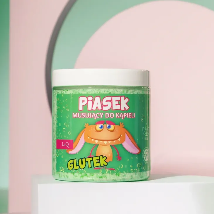 LaQ piasek musujący do kąpieli dla dzieci zielony Glutek 190 g