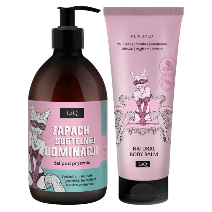 LaQ Zapach Subtelnej Dominacji zestaw kosmetyków dla kobiet żel pod prysznic 500 ml + balsam do ciała w tubie 200 ml
