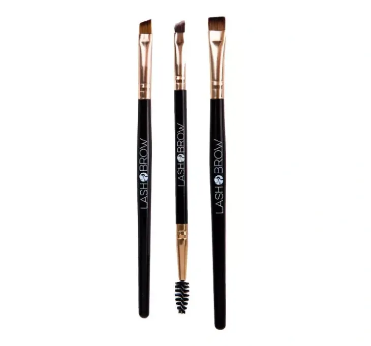 Lash Brow zestaw 3 pędzli do makijażu brwi Gold
