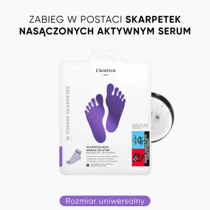 L'Biotica Home SPA maska złuszczająca do stóp w postaci nasączonych skarpetek 1 para