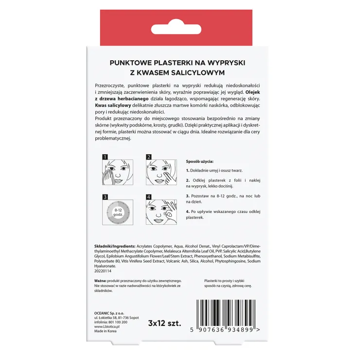 L'Biotica Home SPA punktowe plasterki na wypryski Redukcja Niedoskonałości 3 x 12 sztuk