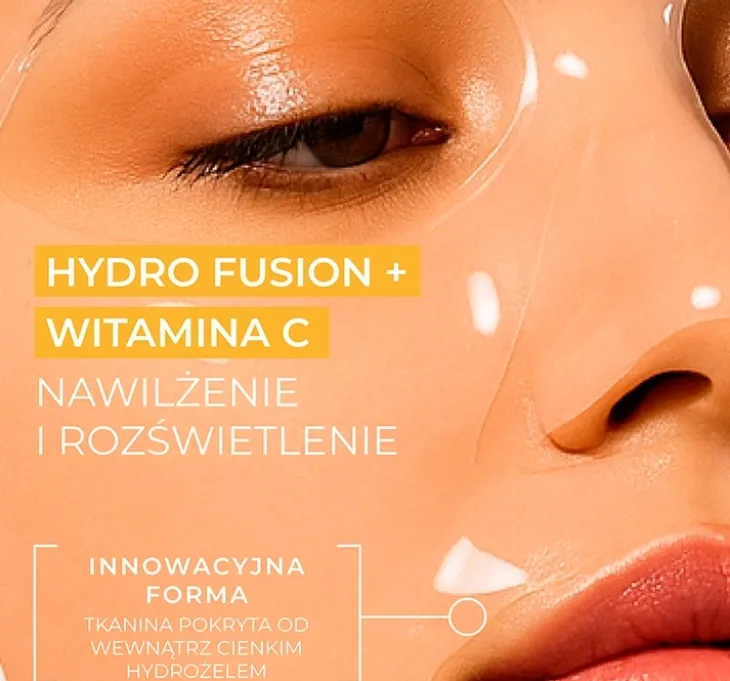 L'Biotica PGA Hydro Fusion Witamina C nawilżająco-rozświetlająca maska hydrożelowa do twarzy 1 sztuka