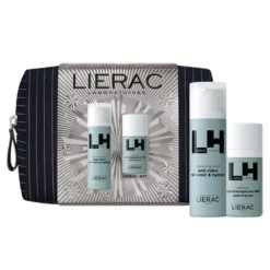 Lierac Homme zestaw nawilżająca emulsja przeciwzmarszczkowa 50 ml + dezodorant roll-on 50 ml + kosmetyczka