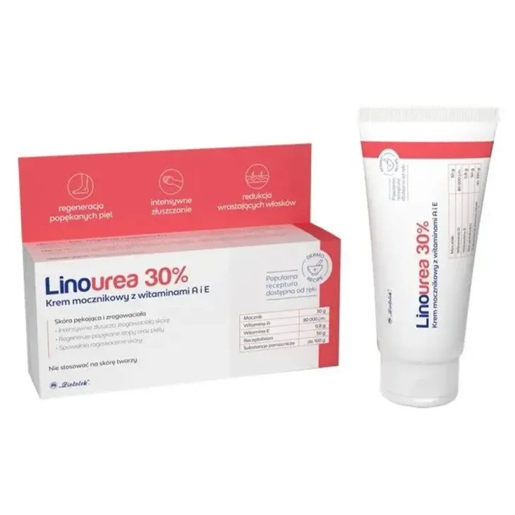 Linourea 30% krem mocznikowy z witaminami A i E do pękającej i zrogowaciałej skóry 50 g