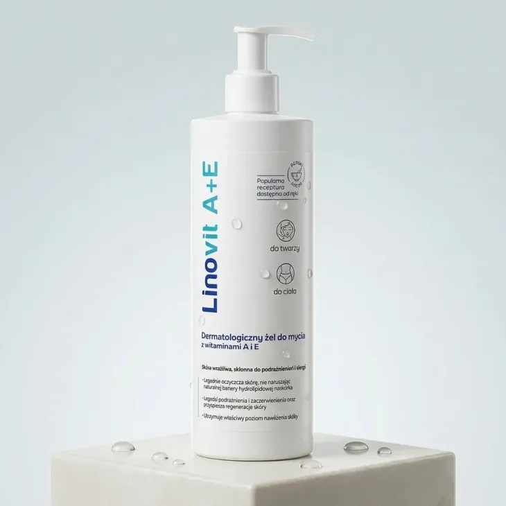 Linovit A+E dermatologiczny żel do mycia z witaminami A i E do skóry wrażliwej, podrażnionej i alergicznej 250 ml