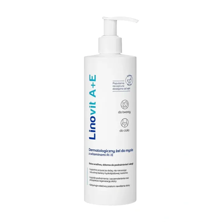 Linovit A+E dermatologiczny żel do mycia z witaminami A i E do skóry wrażliwej, podrażnionej i alergicznej 250 ml