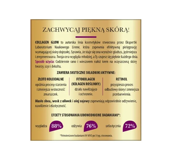 Lirene Collagen Glow przeciwzmarszczkowy krem naprawczy 70+ 50 ml