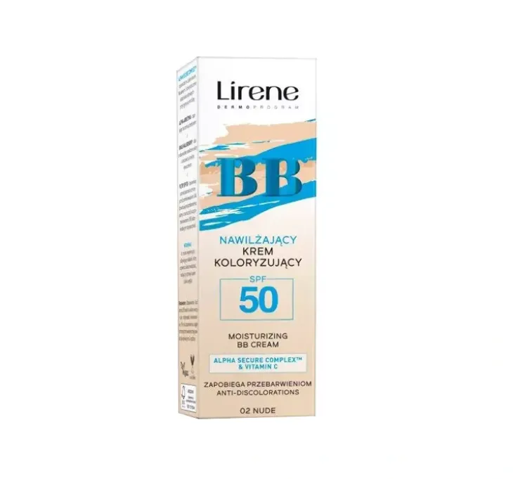 Lirene Nawilżający krem koloryzujący BB SPF50 02 Nude 30 ml