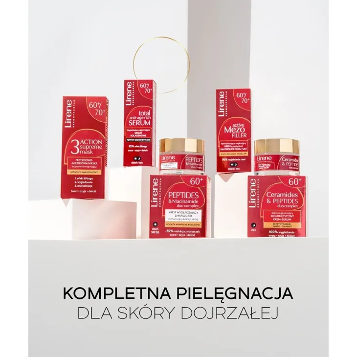 Lirene Peptides&Niacinamide Duo Complex krem wygładzający zmarszczki na dzień 60+ SPF20 50 ml