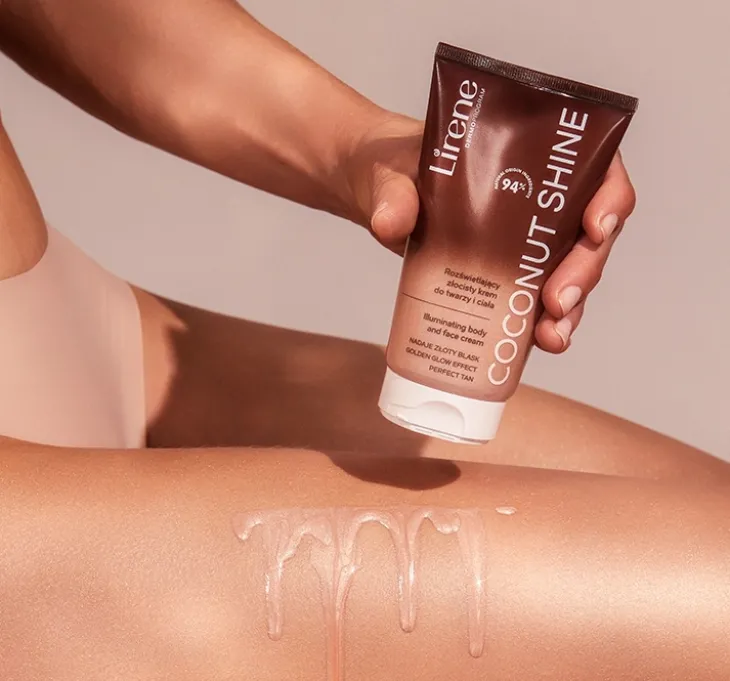 Lirene Perfect Tan rozświetlający złocisty krem do twarzy i ciała Coconut Shine 150 ml