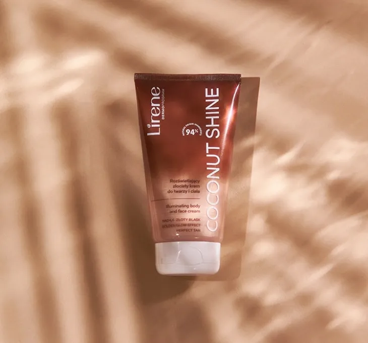 Lirene Perfect Tan rozświetlający złocisty krem do twarzy i ciała Coconut Shine 150 ml