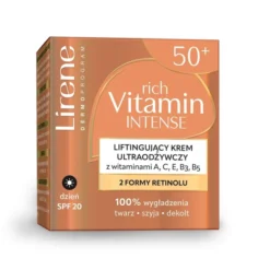 Lirene Rich Vitamin Intense liftingujący krem ultraodżywczy z witaminami na dzień SPF20 50+ 50 ml