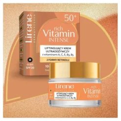 Lirene Rich Vitamin Intense liftingujący krem ultraodżywczy z witaminami na dzień SPF20 50+ 50 ml