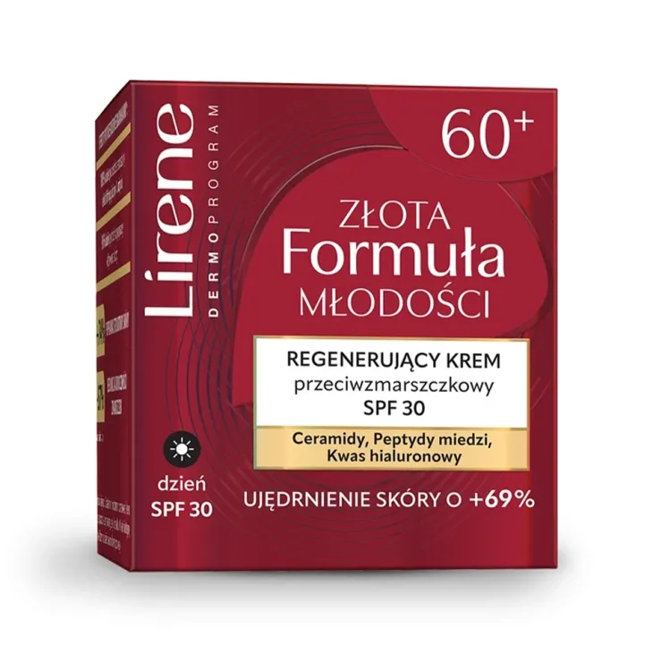 Lirene Złota Formuła Młodości regenerujący krem przeciwzmarszczkowy na dzień 60+ SPF30 50 ml