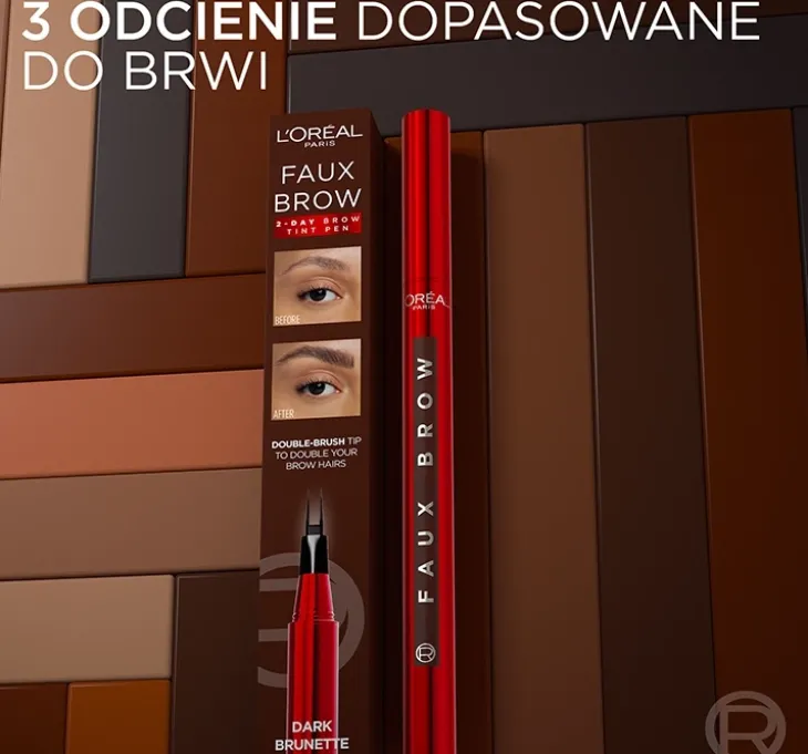 L'Oréal Paris Faux Brow marker do brwi z podwójną końcówką Dark Brunette 1ml