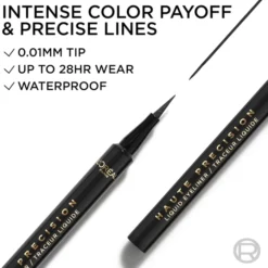 L'Oréal Paris Haute Precision wodoodporny płynny eyeliner w pisaku 010 Black Silk / Noir Silk 1 ml