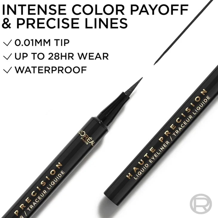 L'Oréal Paris Haute Precision wodoodporny płynny eyeliner w pisaku 010 Black Silk / Noir Silk 1 ml