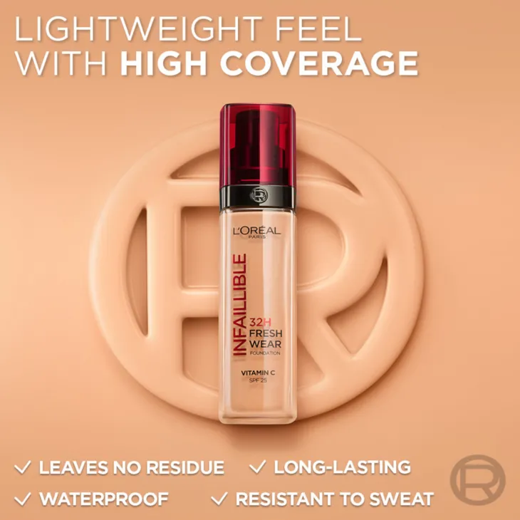 L'Oréal Paris Infaillible 32H Fresh Wear długotrwały kryjący podkład do twarzy SPF25 100 30 ml