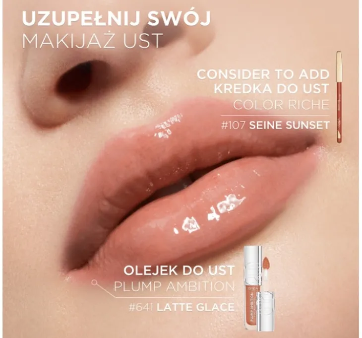 L'Oréal Paris Plump Ambition hialuronowy olejek do ust 641 Latte Glace 5 ml
