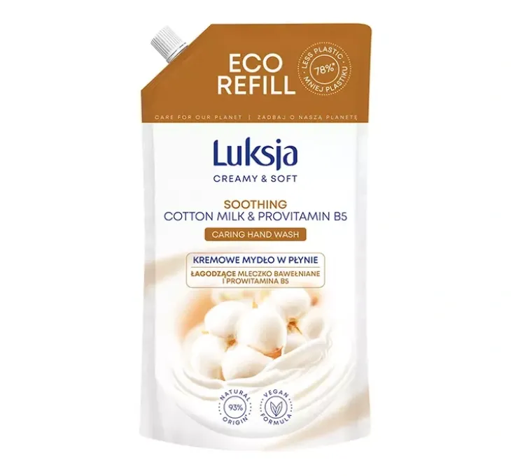 Luksja Creamy & Soft mydło w płynie mleczko bawełniane i prowitamina B5 zapas 900ml
