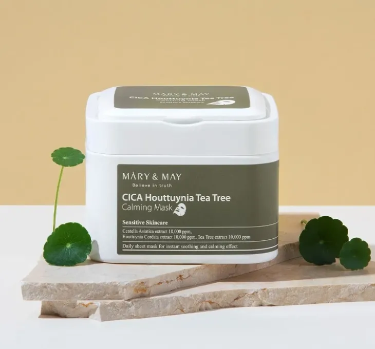 Mary&May CICA Houttuynia Tea Tree Calming Mask zestaw kojących masek do twarzy 30 szt