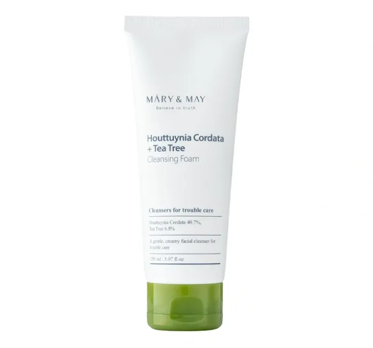 Mary&May Houttuynia Cordata + Tea Tree Cleansing Foam łagodząca pianka do mycia twarzy 150 ml