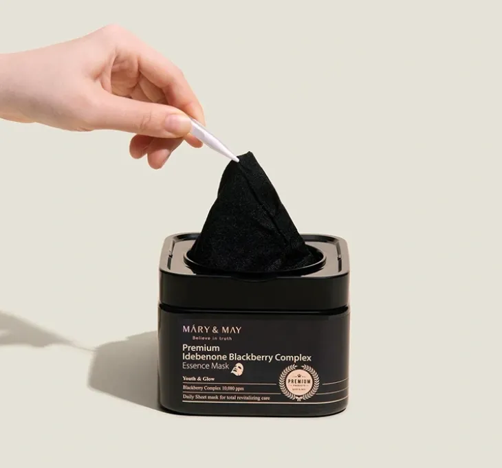 Mary&May Premium Idebenone Blackberry Complex Essence Mask zestaw przeciwzmarszczkowych masek do twarzy 20 szt