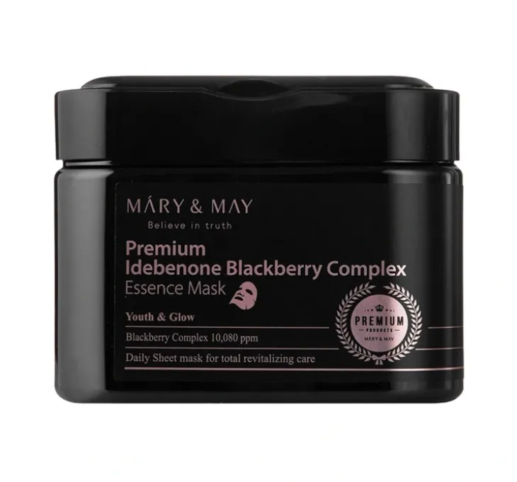 Mary&May Premium Idebenone Blackberry Complex Essence Mask zestaw przeciwzmarszczkowych masek do twarzy 20 szt