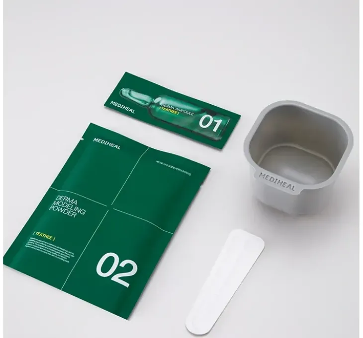 Mediheal Derma Modeling Pack Teatree Calming zestaw do pielęgnacji twarzy maseczka algowa 28 g + serum 2 ml