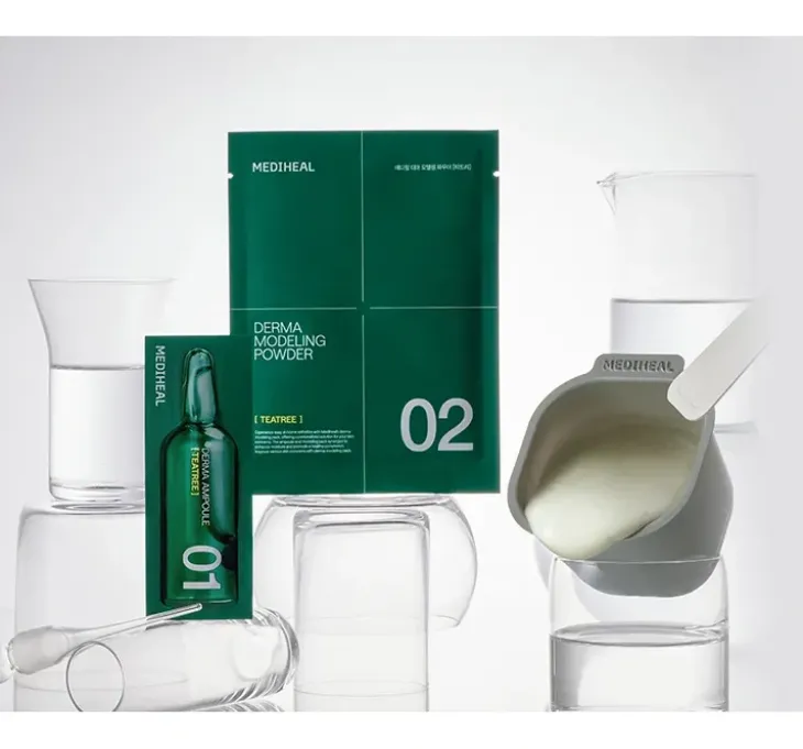 Mediheal Derma Modeling Pack Teatree Calming zestaw do pielęgnacji twarzy maseczka algowa 28 g + serum 2 ml