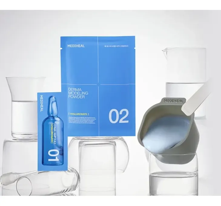 Mediheal Derma Modeling Pack Hyaluronate Moisture zestaw do pielęgnacji twarzy maseczka algowa 28 g + serum 2 ml