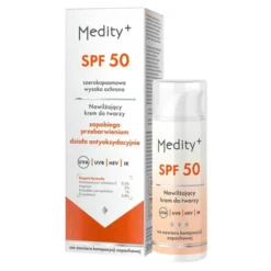 Medity+ nawilżający krem do twarzy z filtrem SPF50 zapobiegający przebarwieniom 50 ml