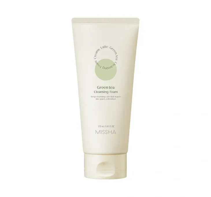 Missha Creamy Latte Green Tea Cleansing Foam głęboko oczyszczająca pianka do mycia twarzy 172 g