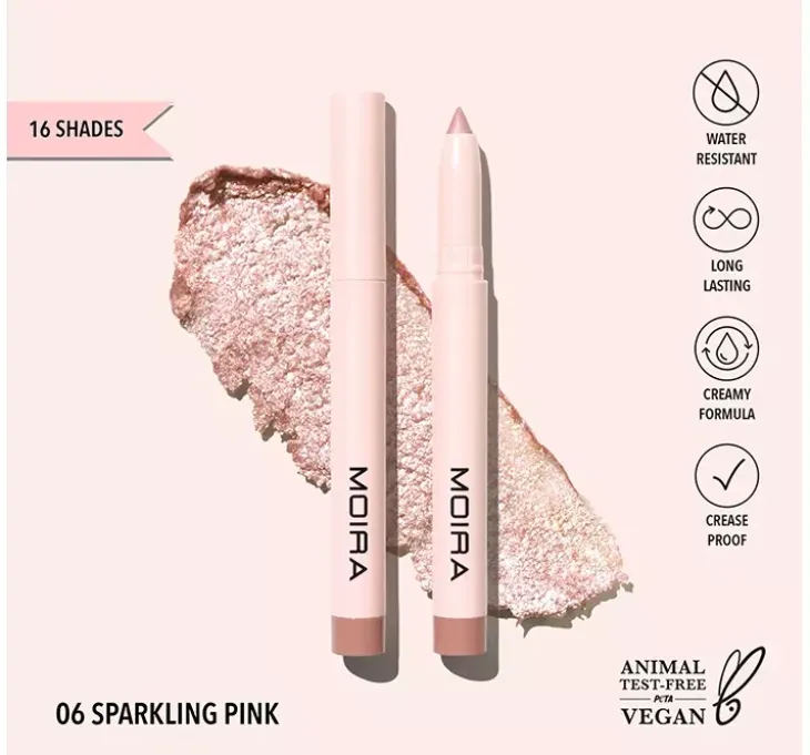 Moira At Glance błyszczący cień do powiek w kredce 06 Sparkling Pink 1,5g