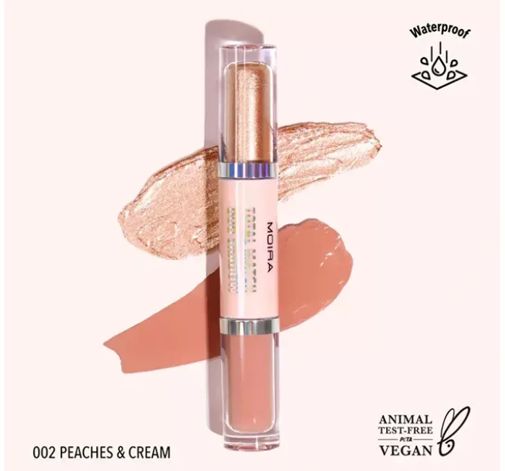 Moira Total Match podwójny cień do powiek w płynie 02 Peaches&Cream 3g