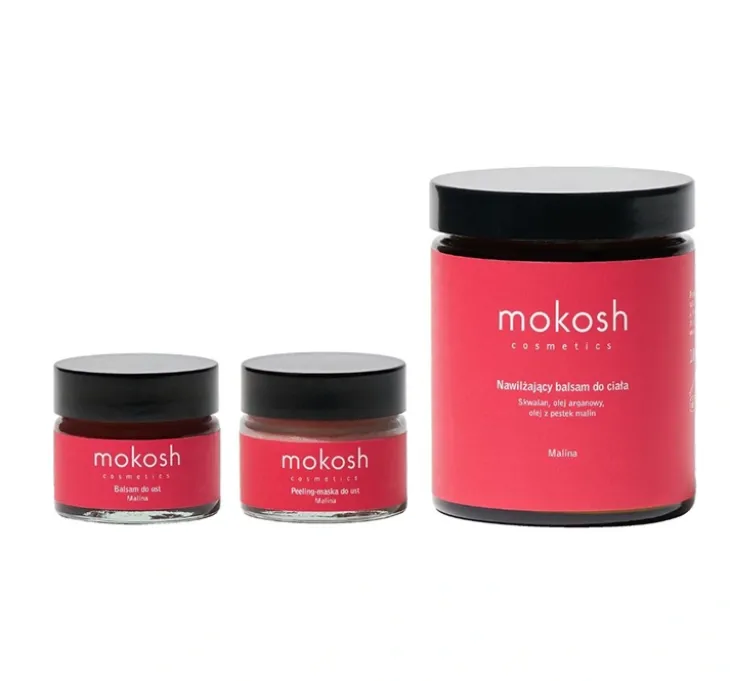 Mokosh Amorek zestaw prezentowy balsam do ust 15 ml + peeling-maska do ust 15 ml + balsam do ciała 180 ml
