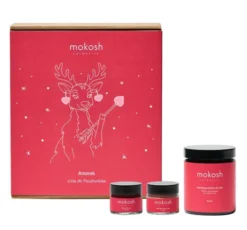 Mokosh Amorek zestaw prezentowy balsam do ust 15 ml + peeling-maska do ust 15 ml + balsam do ciała 180 ml