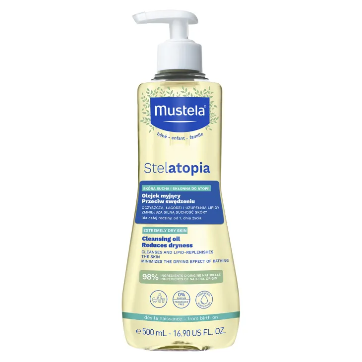 Mustela Stelatopia olejek myjący przeciw swędzeniu do skóry suchej i skłonnej do atopii 500 ml