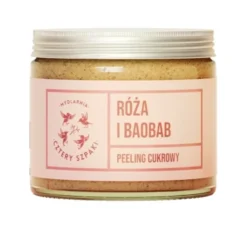 Mydlarnia Cztery Szpaki cukrowy peeling do ciała Róża i Baobab 250ml